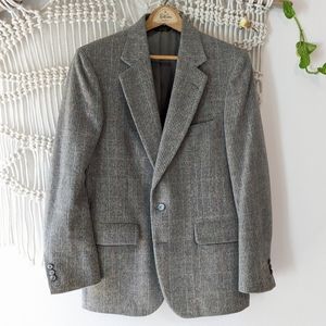 Vintage Grey Plaid Tweed Jacket Blazer 38-40